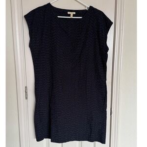 Eileen Fisher Organic‎ Cotton Dress Shift Pockets Casual Black White MEDIUM Q2